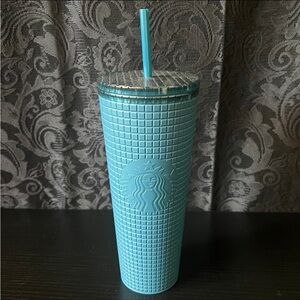 Starbucks Blue Soft Touch Matte Grid Venti (24oz) Cold Cup Tumbler